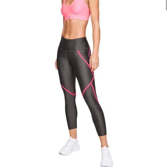Under Armour Fitted Compression Cropped Legging Gray Pink - Picture 9 of 9